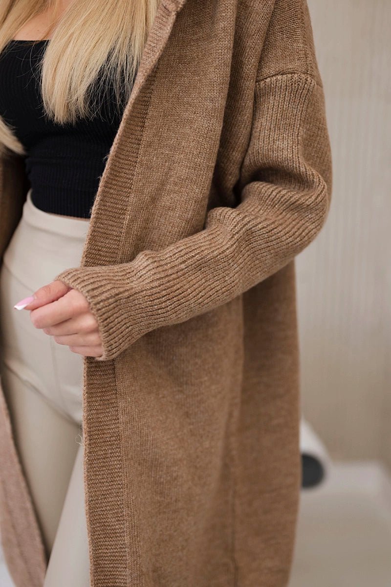 Hooded cardigan 24 - 34 / – Camel цвет / color | Lexline Fashion