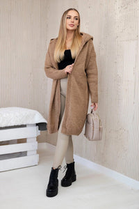 Hooded cardigan 24 - 34 / – Camel цвет / color | Lexline Fashion