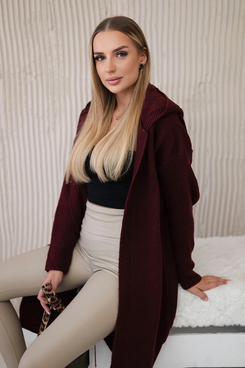 Hooded cardigan 24 - 34 / – Maroon цвет / color | Lexline Fashion