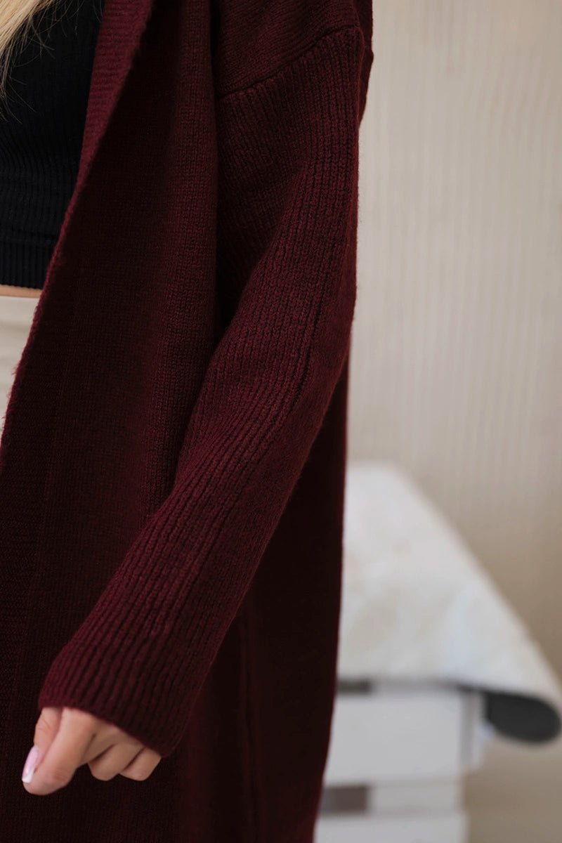 Hooded cardigan 24 - 34 / – Maroon цвет / color | Lexline Fashion