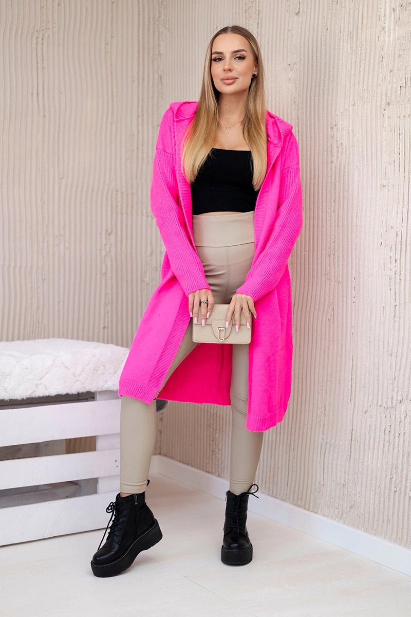 Hooded cardigan 24 - 34 / – Neon pink цвет / color | Lexline Fashion