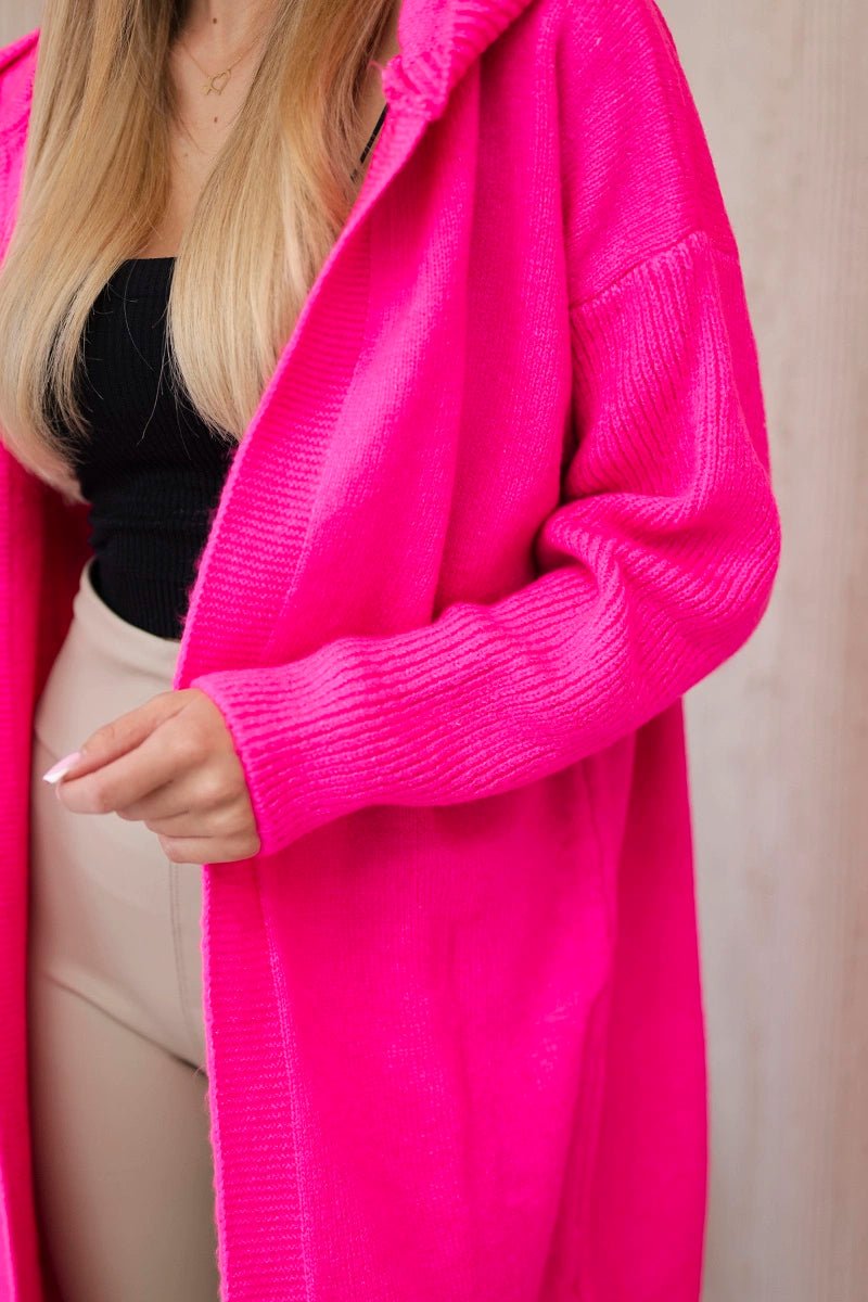 Hooded cardigan 24 - 34 / – Neon pink цвет / color | Lexline Fashion