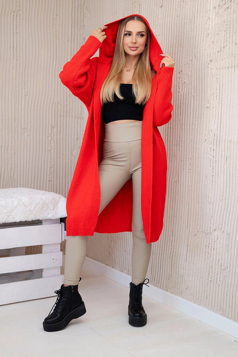Hooded cardigan 24 - 34 / – Red цвет / color | Lexline Fashion