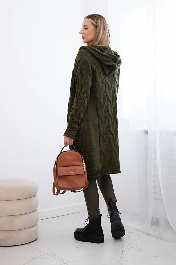 Hooded cardigan IT - 45 / – Khaki цвет / color | Lexline Fashion
