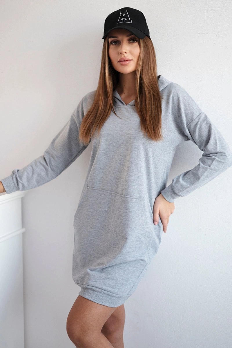 Hooded dress 67292 / – Gray цвет / color | Lexline Fashion