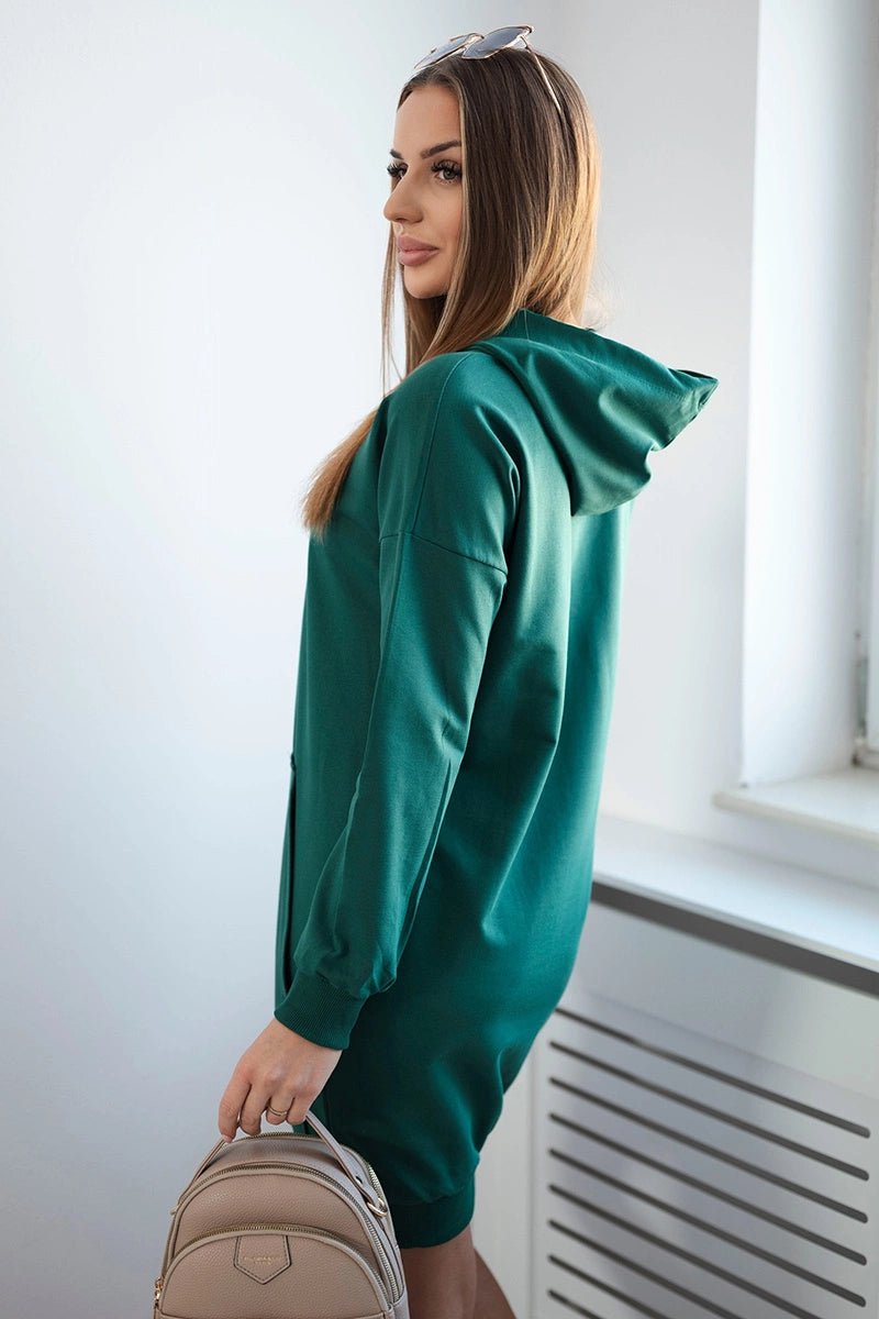 Hooded dress 67292 / – Green цвет / color | Lexline Fashion