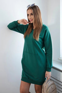 Hooded dress 67292 / – Green цвет / color | Lexline Fashion