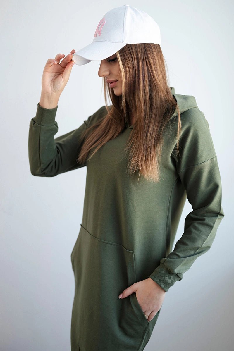 Hooded dress 67292 / – Khaki цвет / color | Lexline Fashion