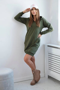 Hooded dress 67292 / – Khaki цвет / color | Lexline Fashion