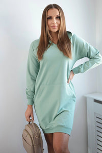 Hooded dress 67292 / – Mint || Dark цвет / color | Lexline Fashion