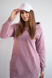 Hooded dress 67292 / – Pink || Dark цвет / color | Lexline Fashion