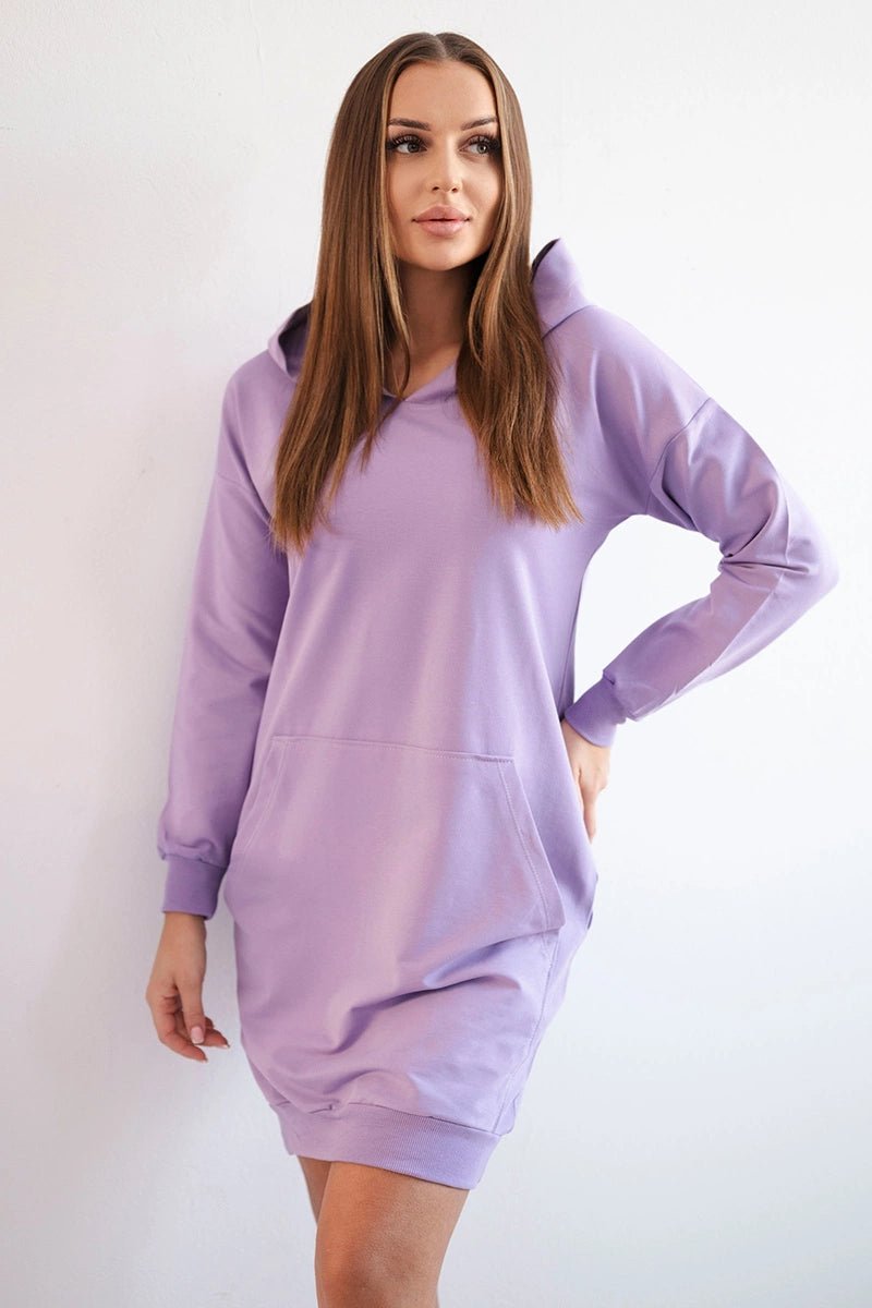 Hooded dress 67292 / – Purple цвет / color | Lexline Fashion