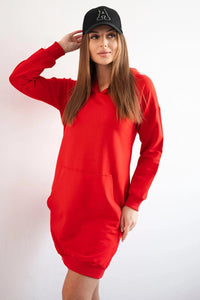 Hooded dress 67292 / – Red цвет / color | Lexline Fashion