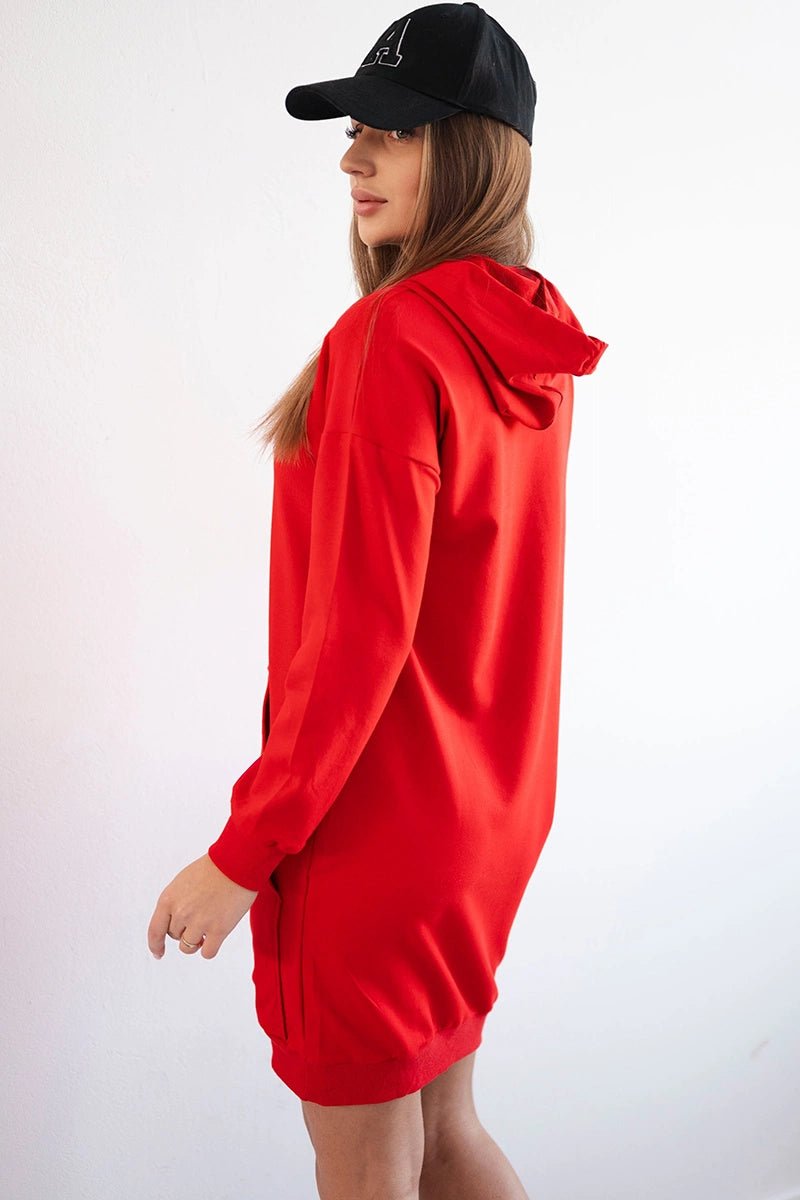 Hooded dress 67292 / – Red цвет / color | Lexline Fashion