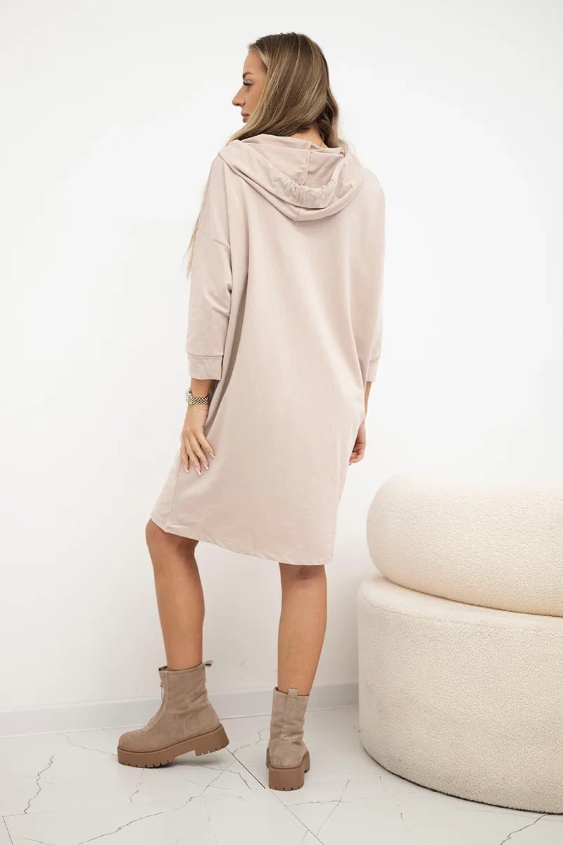 Hooded dress 9350 / – Beige цвет / color | Lexline Fashion