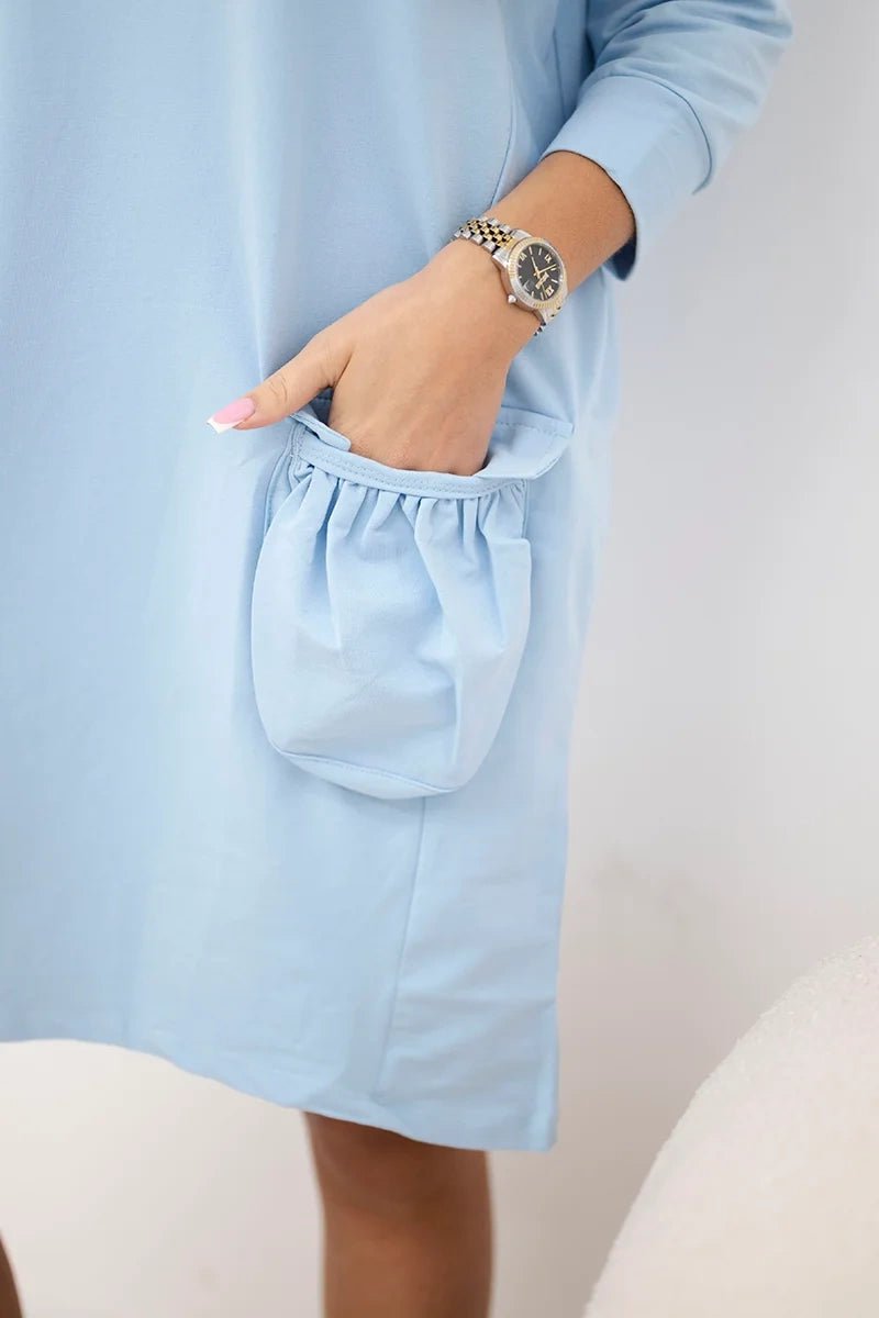 Hooded dress 9350 / – Blue цвет / color | Lexline Fashion