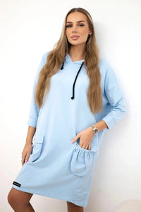 Hooded dress 9350 / – Blue цвет / color | Lexline Fashion