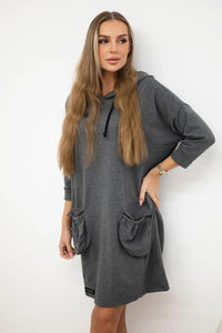 Hooded dress 9350 / – Graphite цвет / color | Lexline Fashion