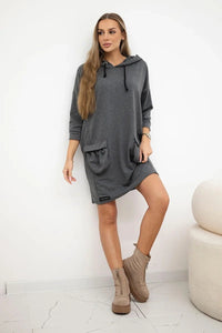 Hooded dress 9350 / – Graphite цвет / color | Lexline Fashion