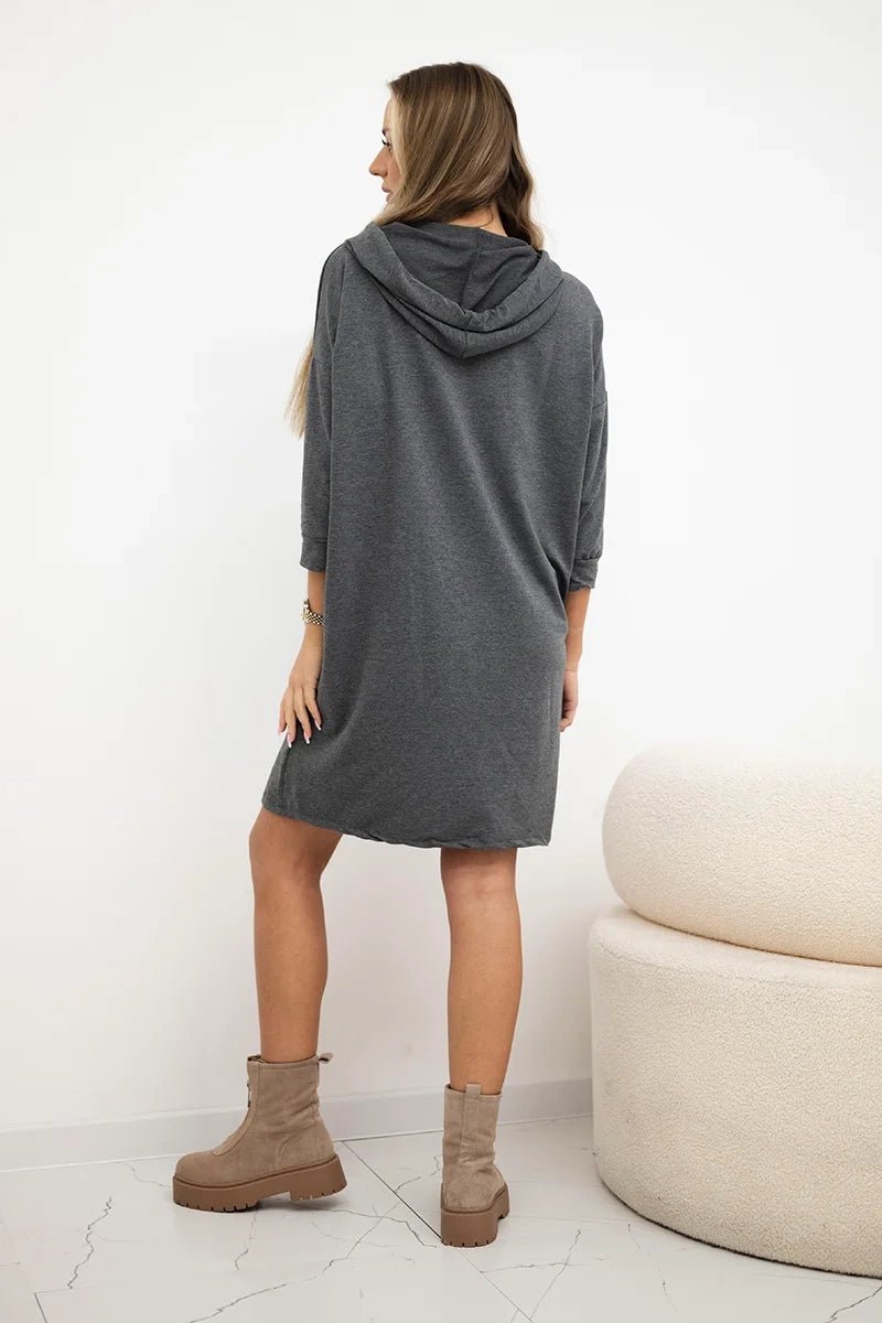 Hooded dress 9350 / – Graphite цвет / color | Lexline Fashion