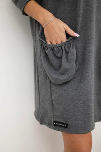 Hooded dress 9350 / – Graphite цвет / color | Lexline Fashion