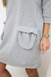 Hooded dress 9350 / – Gray цвет / color | Lexline Fashion