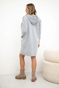 Hooded dress 9350 / – Gray цвет / color | Lexline Fashion