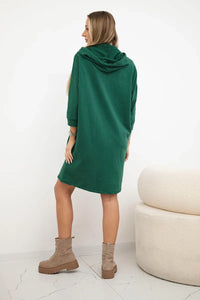Hooded dress 9350 / – Green || Dark цвет / color | Lexline Fashion
