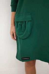 Hooded dress 9350 / – Green || Dark цвет / color | Lexline Fashion