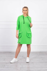 Hooded dress 9350 / – Green || Light цвет / color | Lexline Fashion
