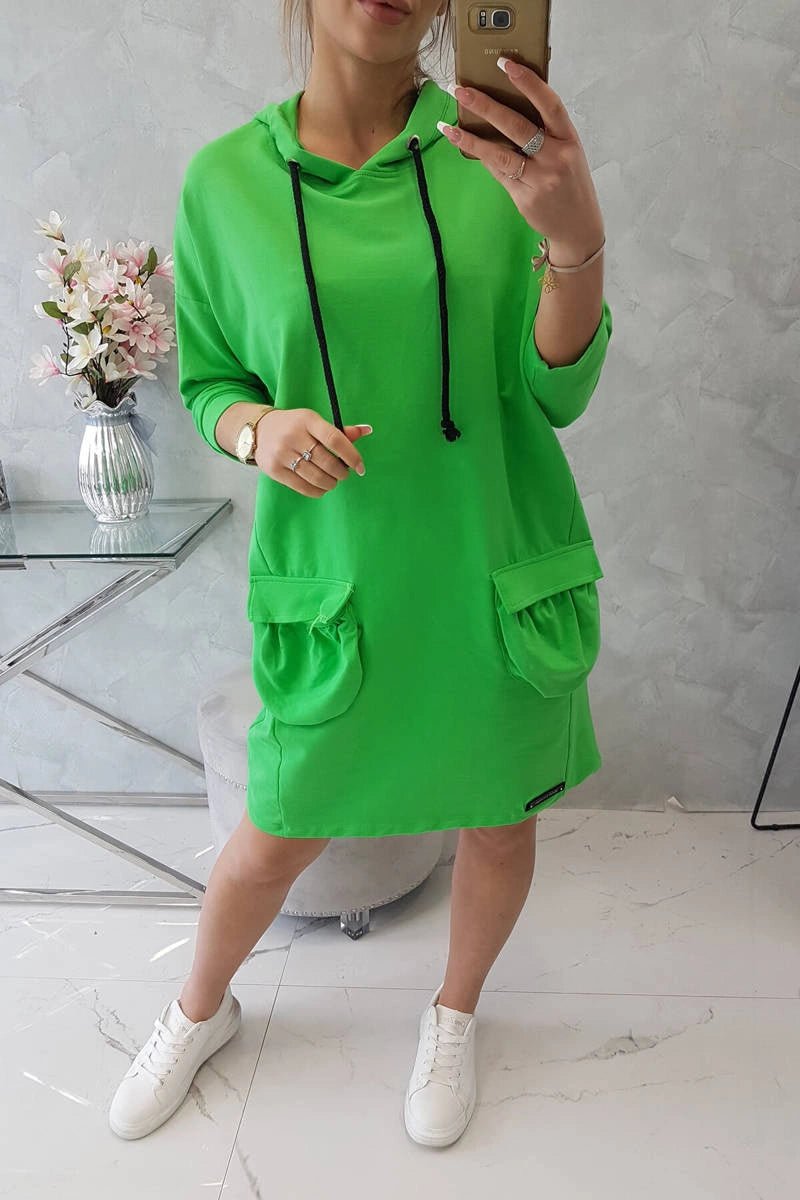 Hooded dress 9350 / – Green || Light цвет / color | Lexline Fashion