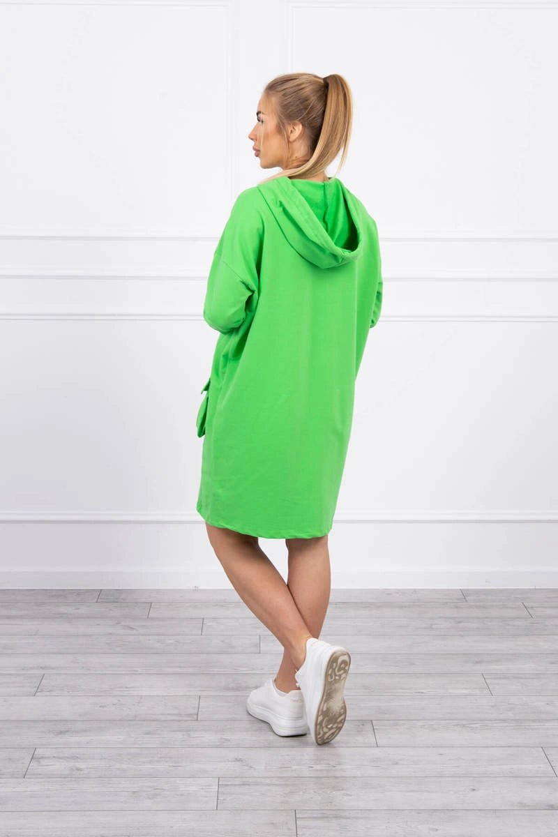Hooded dress 9350 / – Green || Light цвет / color | Lexline Fashion