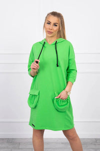 Hooded dress 9350 / – Green || Light цвет / color | Lexline Fashion