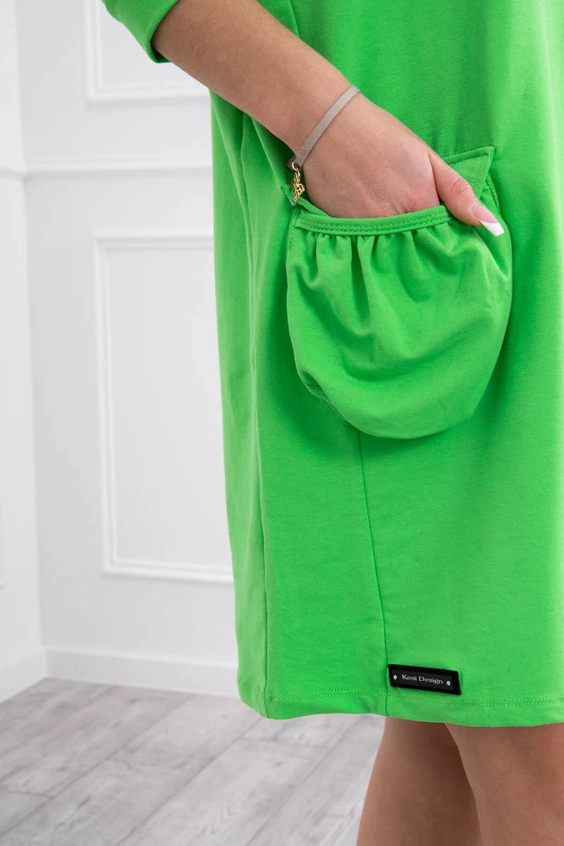 Hooded dress 9350 / – Green || Light цвет / color | Lexline Fashion