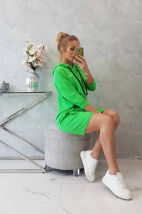Hooded dress 9350 / – Green || Light цвет / color | Lexline Fashion