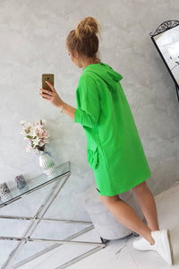 Hooded dress 9350 / – Green || Light цвет / color | Lexline Fashion