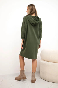 Hooded dress 9350 / – Khaki цвет / color | Lexline Fashion