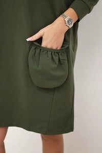 Hooded dress 9350 / – Khaki цвет / color | Lexline Fashion