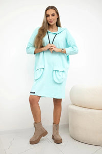 Hooded dress 9350 / – Mint цвет / color | Lexline Fashion