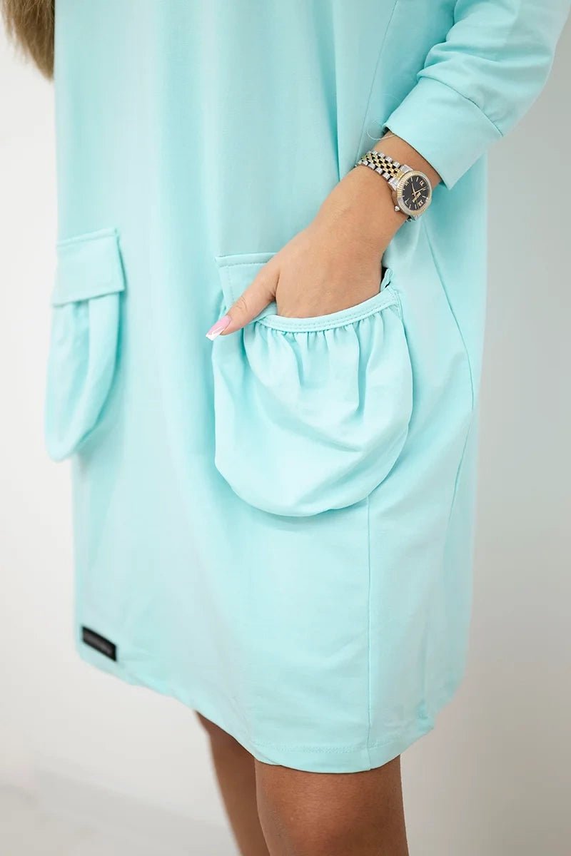 Hooded dress 9350 / – Mint цвет / color | Lexline Fashion