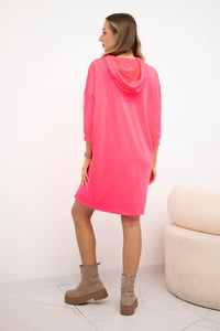 Hooded dress 9350 / – Neon pink цвет / color | Lexline Fashion
