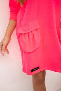 Hooded dress 9350 / – Neon pink цвет / color | Lexline Fashion
