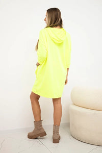 Hooded dress 9350 / – Neon yellow цвет / color | Lexline Fashion