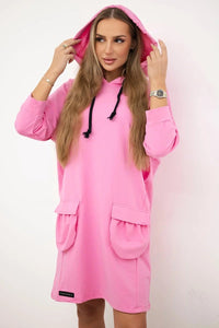 Hooded dress 9350 / – Pink || Light цвет / color | Lexline Fashion