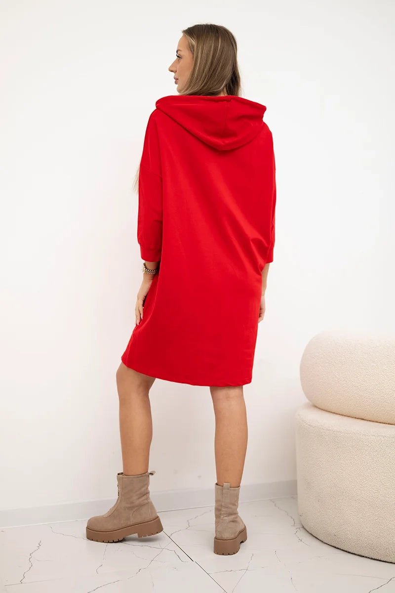 Hooded dress 9350 / – Red цвет / color | Lexline Fashion