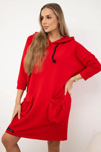 Hooded dress 9350 / – Red цвет / color | Lexline Fashion