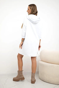 Hooded dress 9350 / – White цвет / color | Lexline Fashion