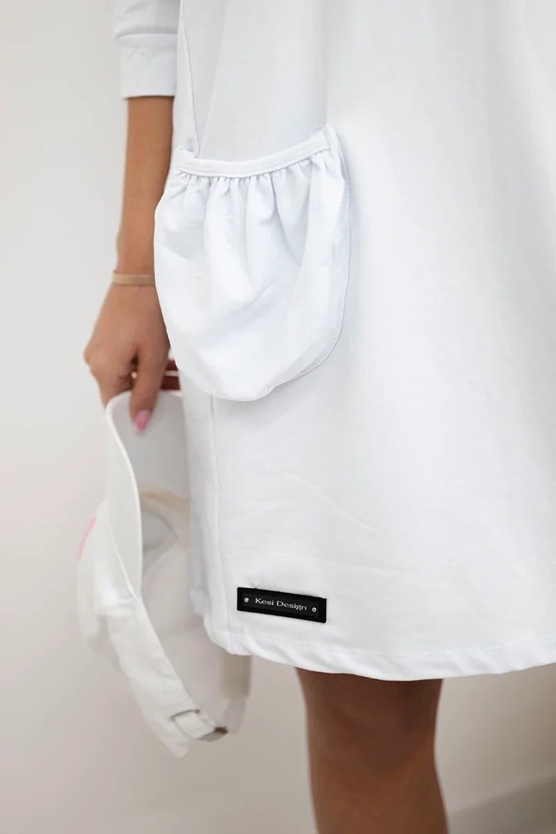 Hooded dress 9350 / – White цвет / color | Lexline Fashion