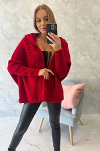 Hooded sweater 2019 - 16 / – Red цвет / color | Lexline Fashion