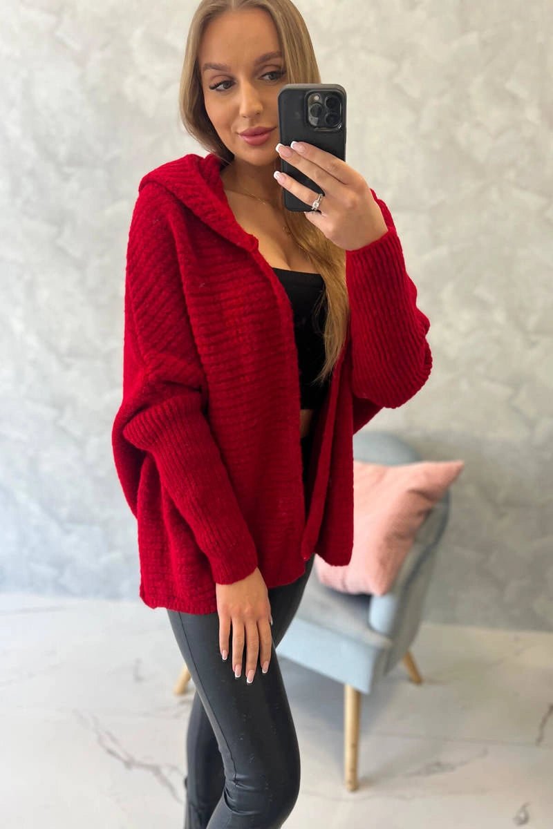 Hooded sweater 2019 - 16 / – Red цвет / color | Lexline Fashion